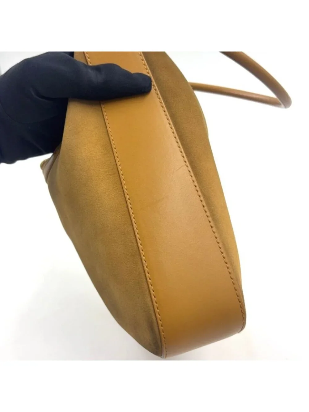 ★SOLD★ Gucci Suede Hobo Leather Light Brown Shoulder Bag Gold - Picture 8 of 15